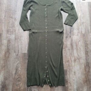 Torrid Olive Green Rib Button Front Bodycon Midi Dress 2x..great Condition